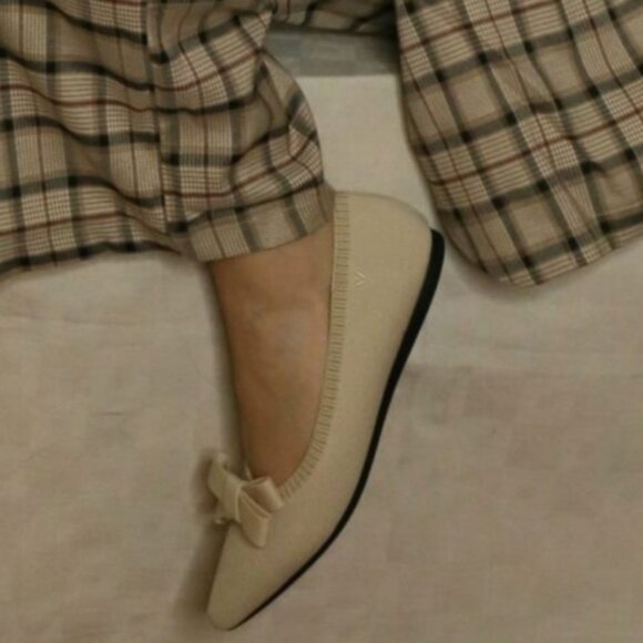 VIVAIA Pointed-Toe Bow Flats-Cream Ivory Women's 7 - Picture 5 of 7